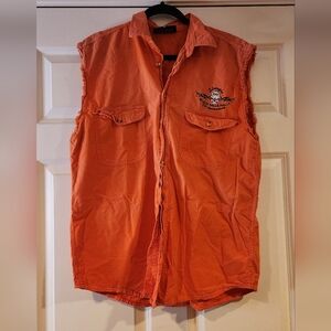 Harley Davidson Orange Sleeveless Shirt Sturgis SD 2001 Black Hills Rall…